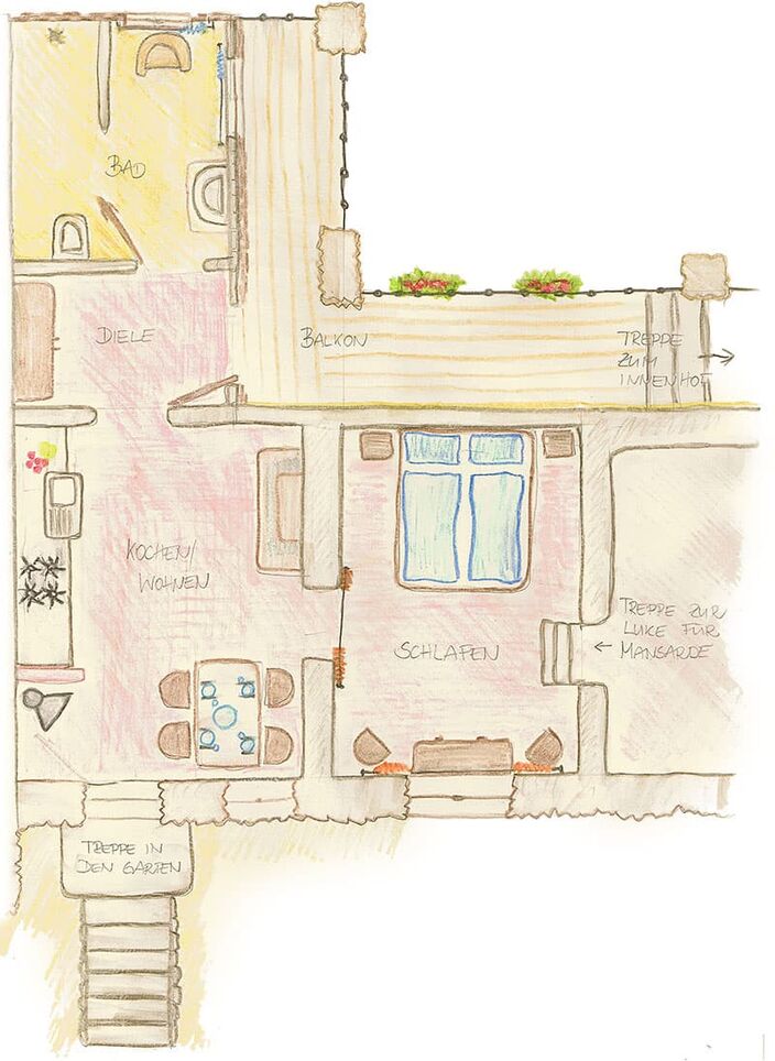 Grundriss von der La Pesca Ferienwohnung